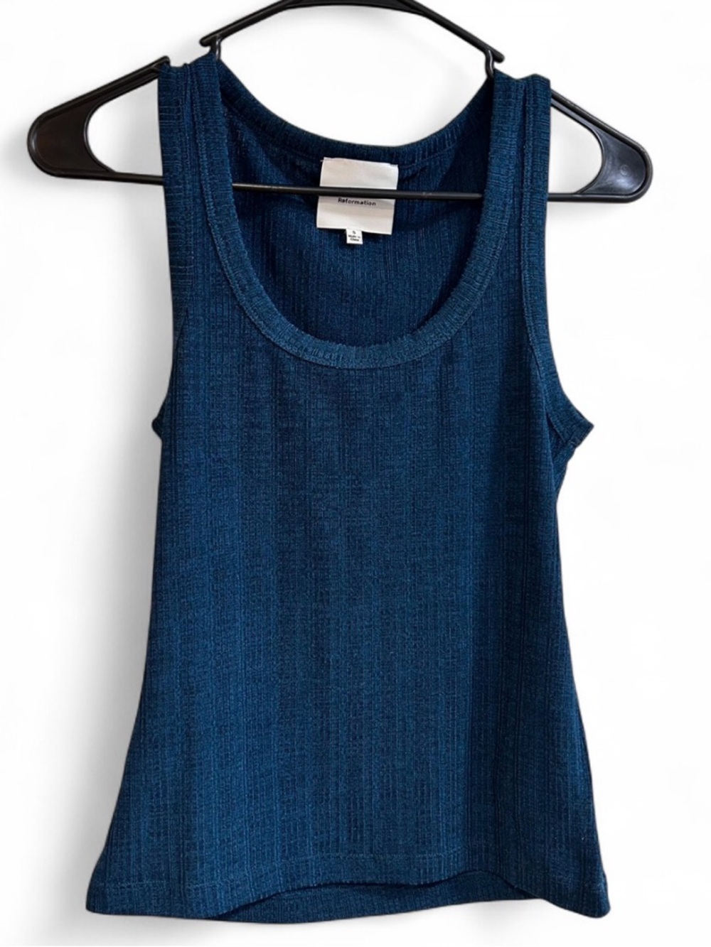 Reformation Teal Ribbed Tank Top - Picture 4 of 7